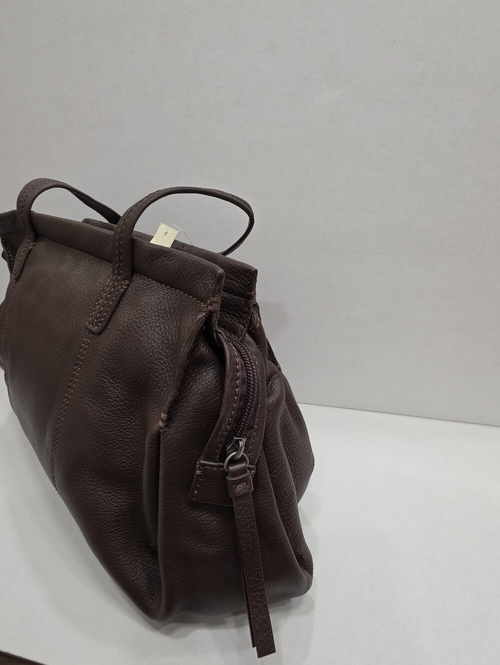 NWT J. Jill Dark Brown Pebble Leather Tote Shoulder Bag Satchel Top Zip - Picture 6 of 16